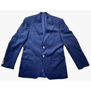VTG Ralph Lauren Blazer Solid Navy Blue Two Gold Buttons 100% Wool Men’s Sz 48